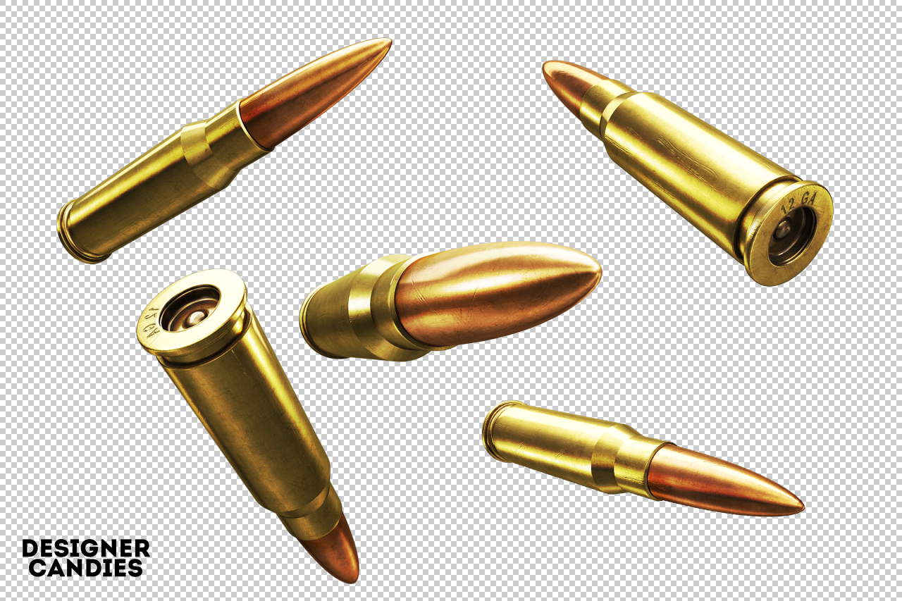 Isolated 3D Bullet Renders