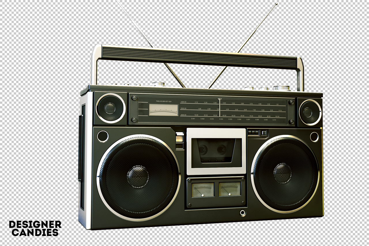 Old School Boombox Render angle 2