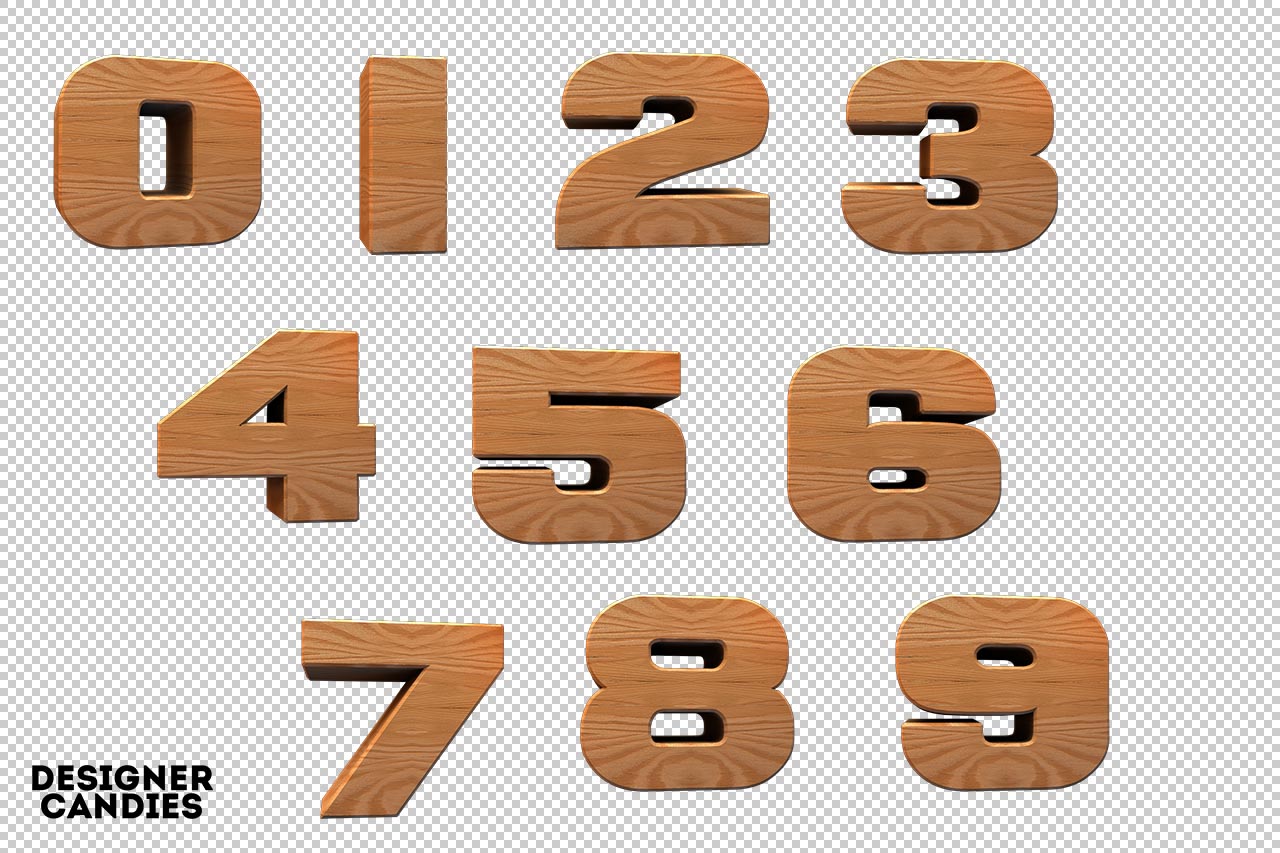 3D Wooden Numbers