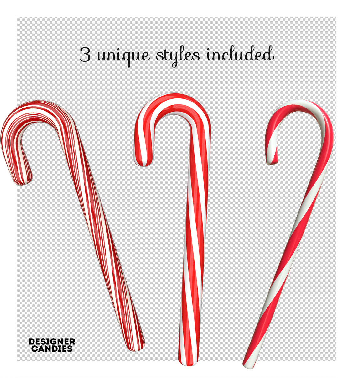 Candy Cane Renders in PNG Format