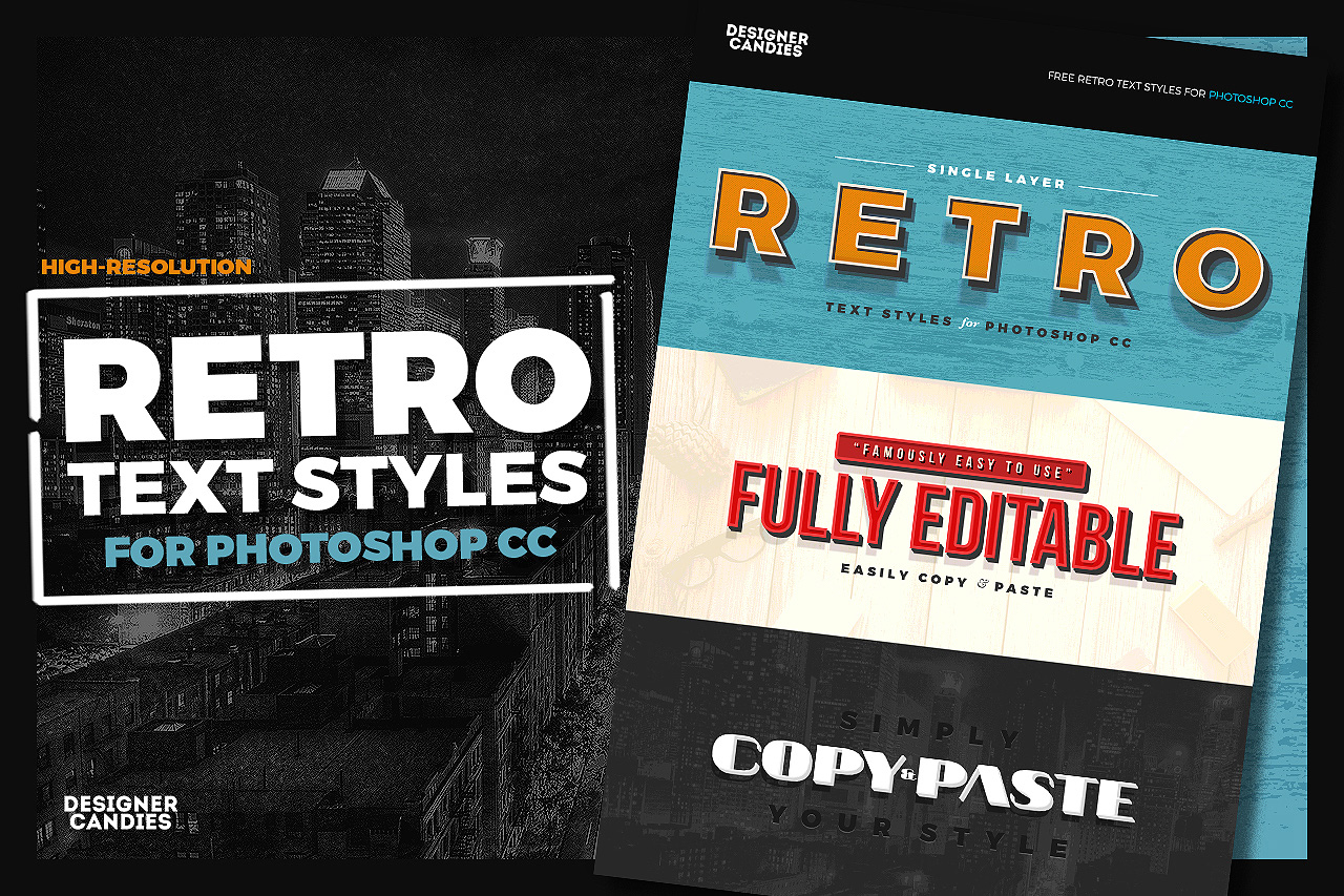 Free Retro Text Styles for Photoshop CC