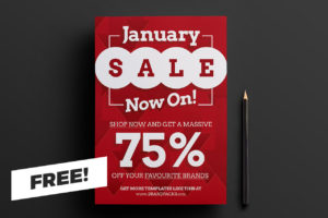Free January Sale Poster Template for Photoshop & Illustrator