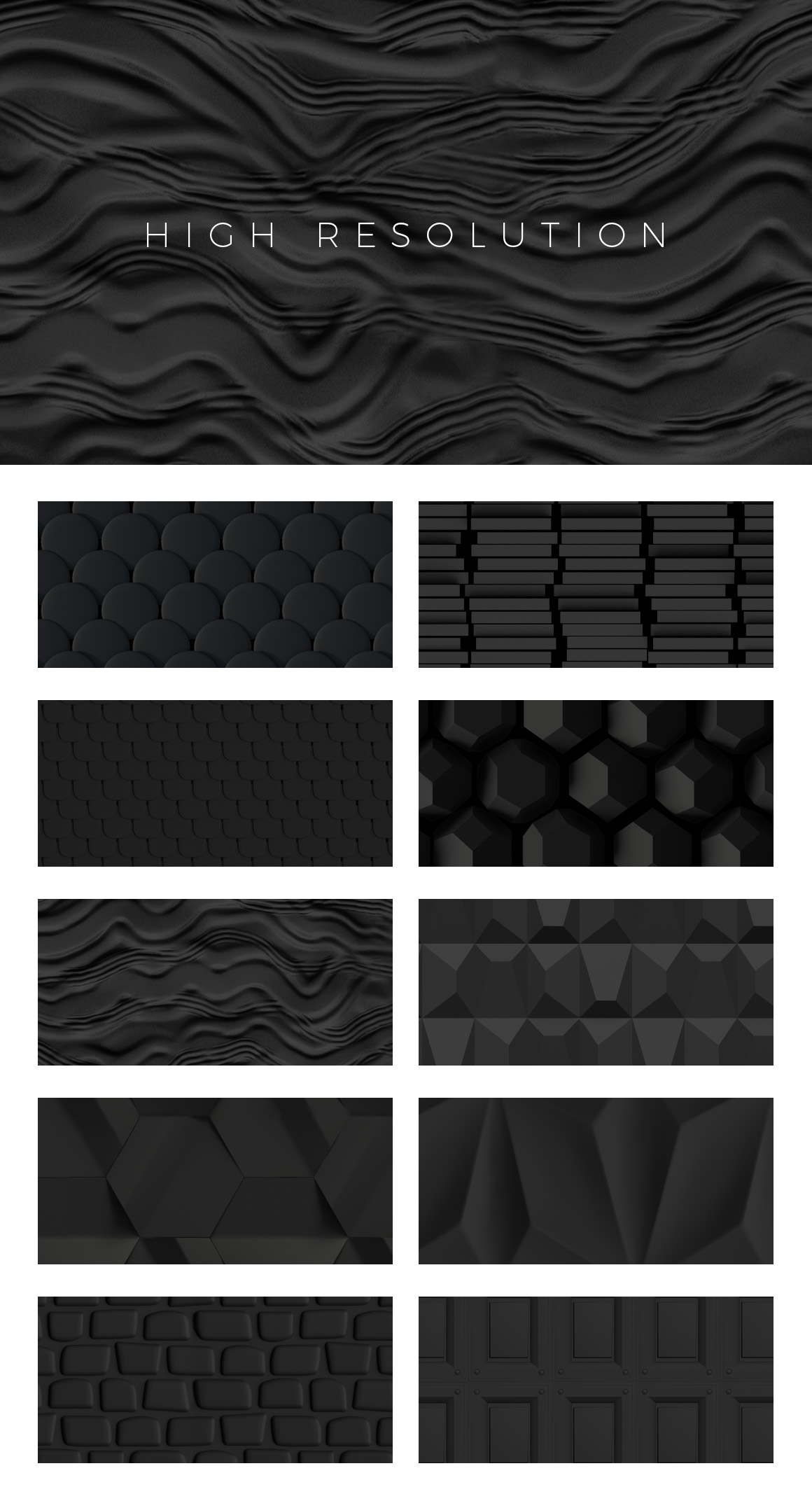 3D Matte Black Patterns for Photoshop
