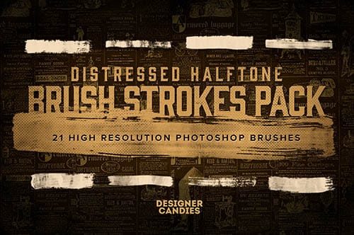 Distressed Halftone Brush Strokes Pack