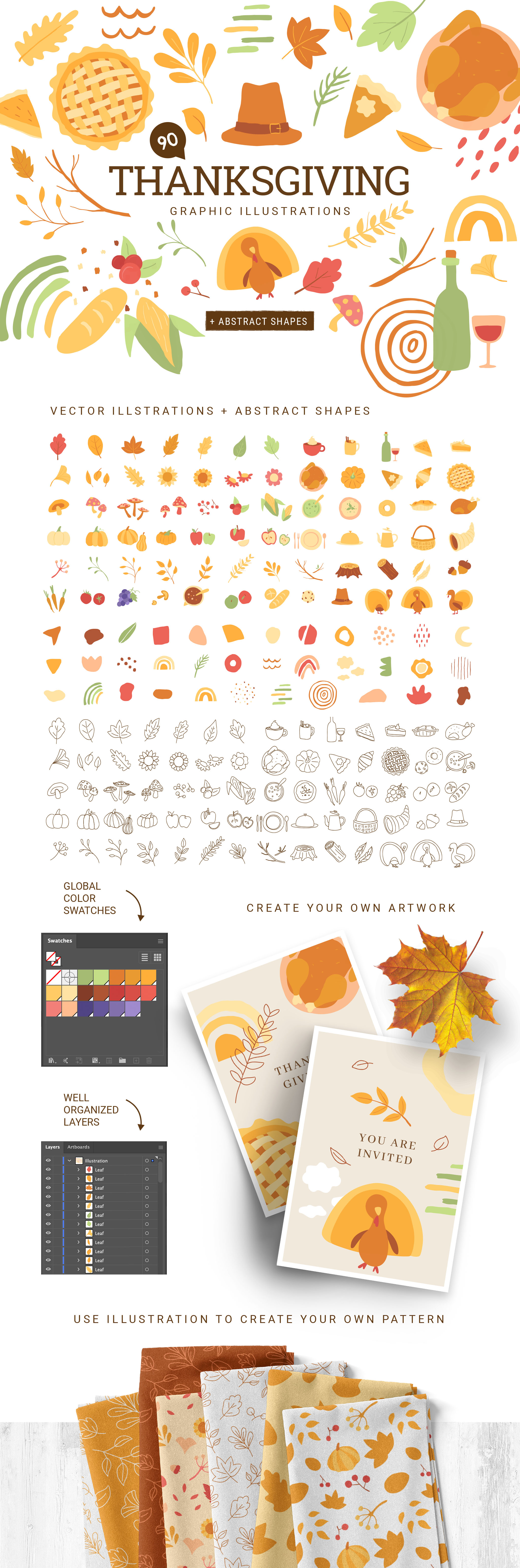 Thanksgiving Graphics & Vector Illustrations for Photoshop & Illustrator