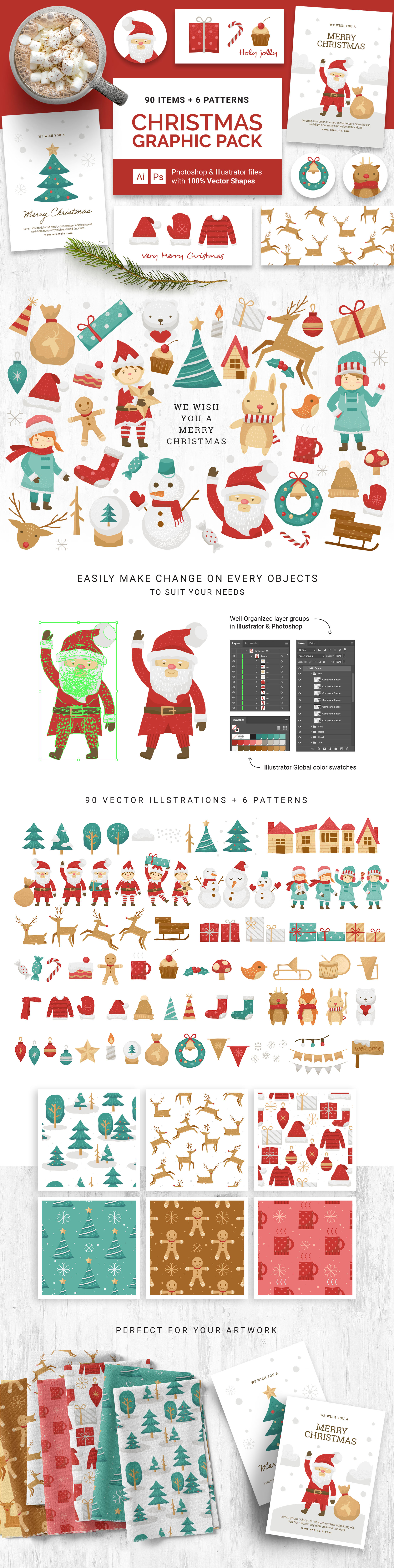 Christmas Vector Graphics Pack for Photoshop & Illustrator