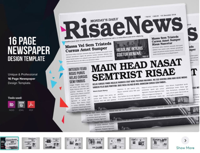 free indesign templates for newspaper