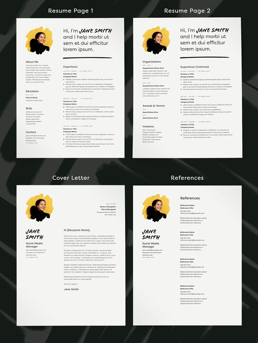 Resume Layout with Photo Placeholder