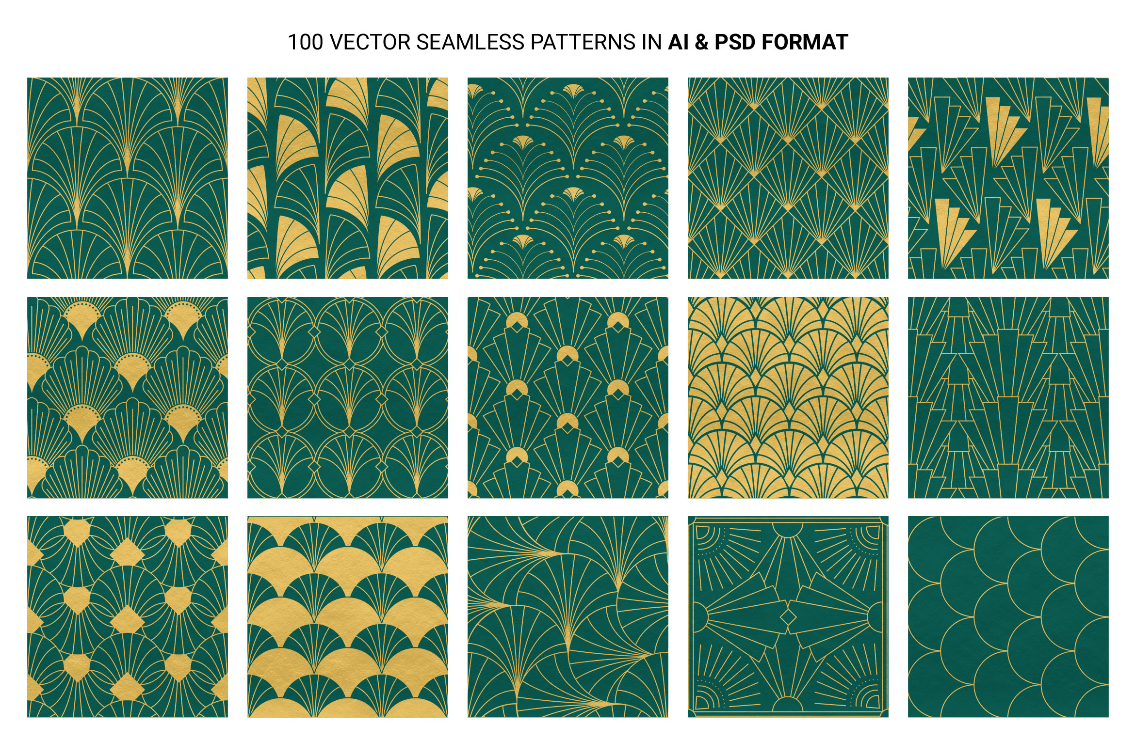 Art Deco Patterns for Photoshop, Illustrator, PNG