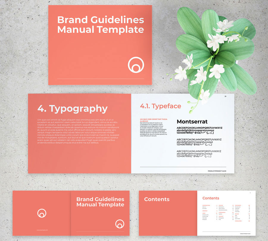 Brand Guidelines Manual Layout with Pink Elements