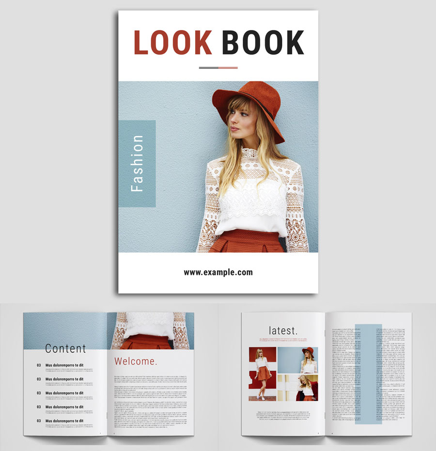 Lookbook Layout with Blue Accents
