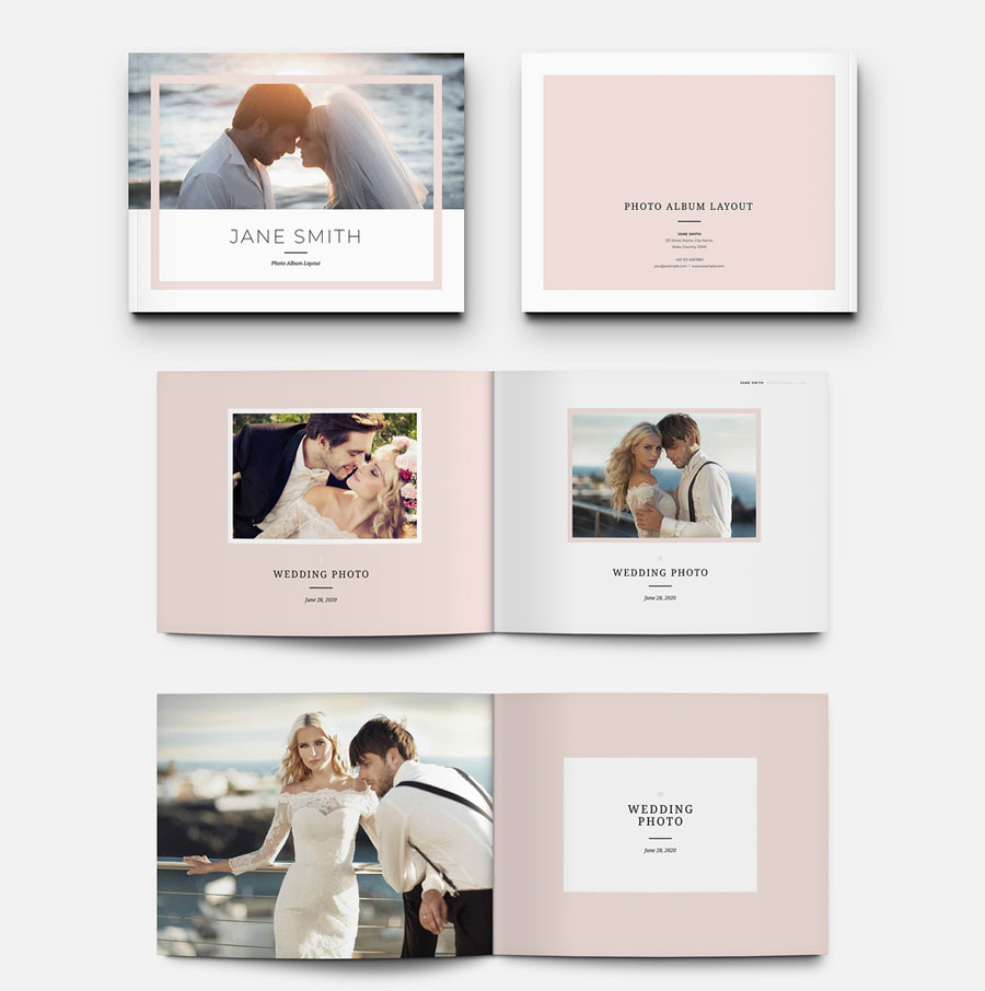 Photo Album Layout with Pastel Pink Accents