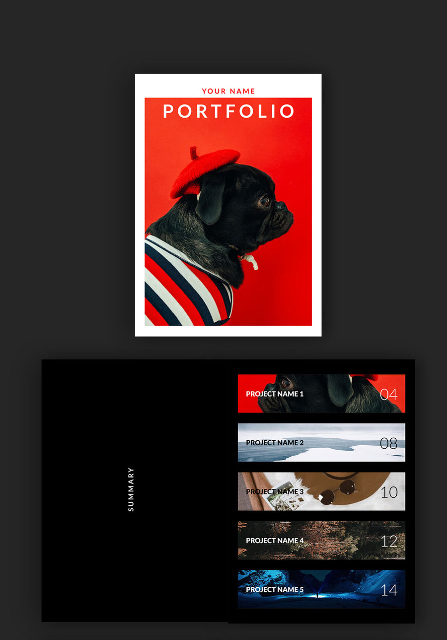 Portfolio or Lookbook Layout with Red Accents