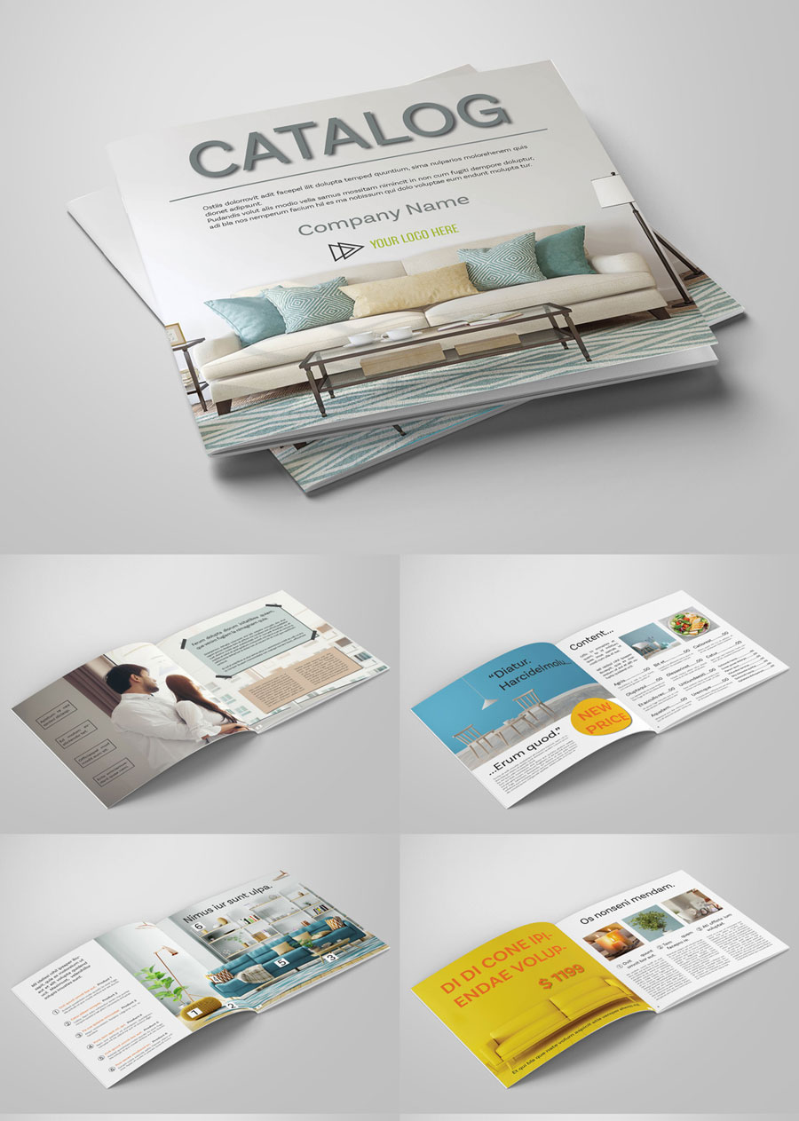 Catalog Layout with Pastel-Colored Accents