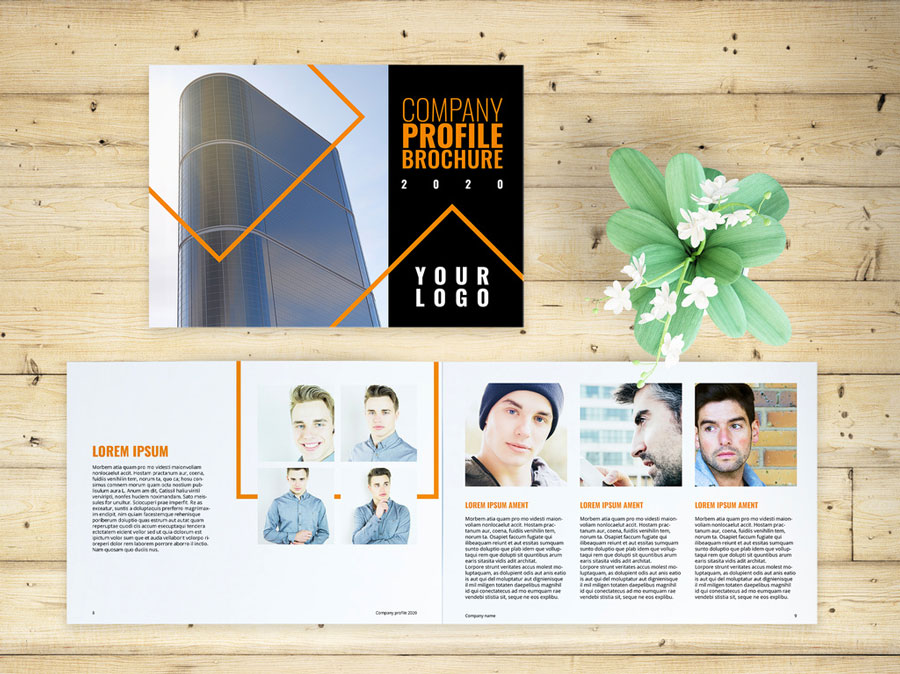 Company Brochure Layout with Orange Accents