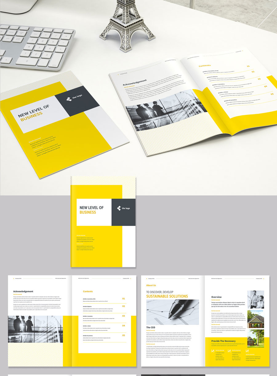 Company Profile with Yellow Accents