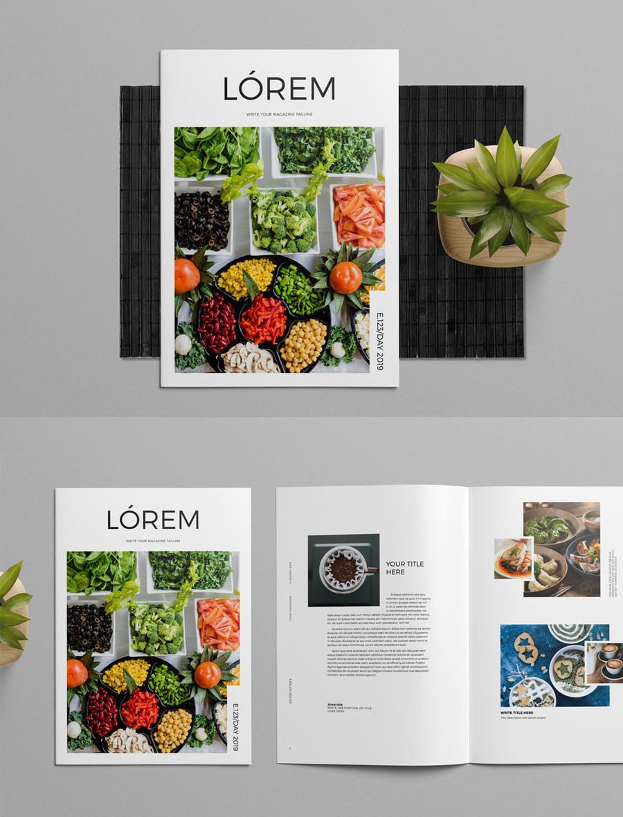 Magazine Layout with Photo Placeholders