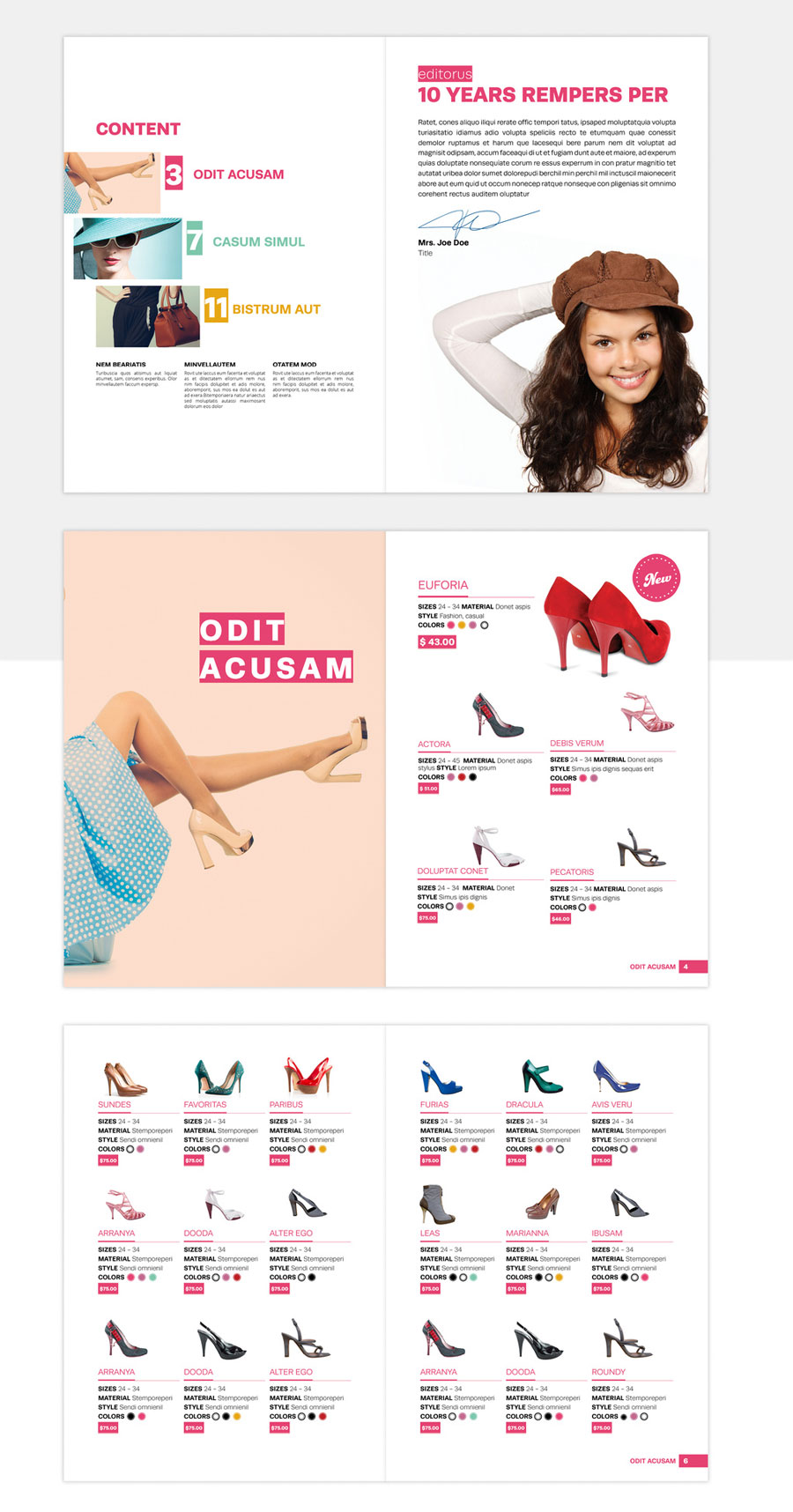 Product Catalog Layout with Pink Accents 1