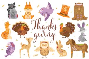 Thanksgiving Woodland Creature Animal Illustrations