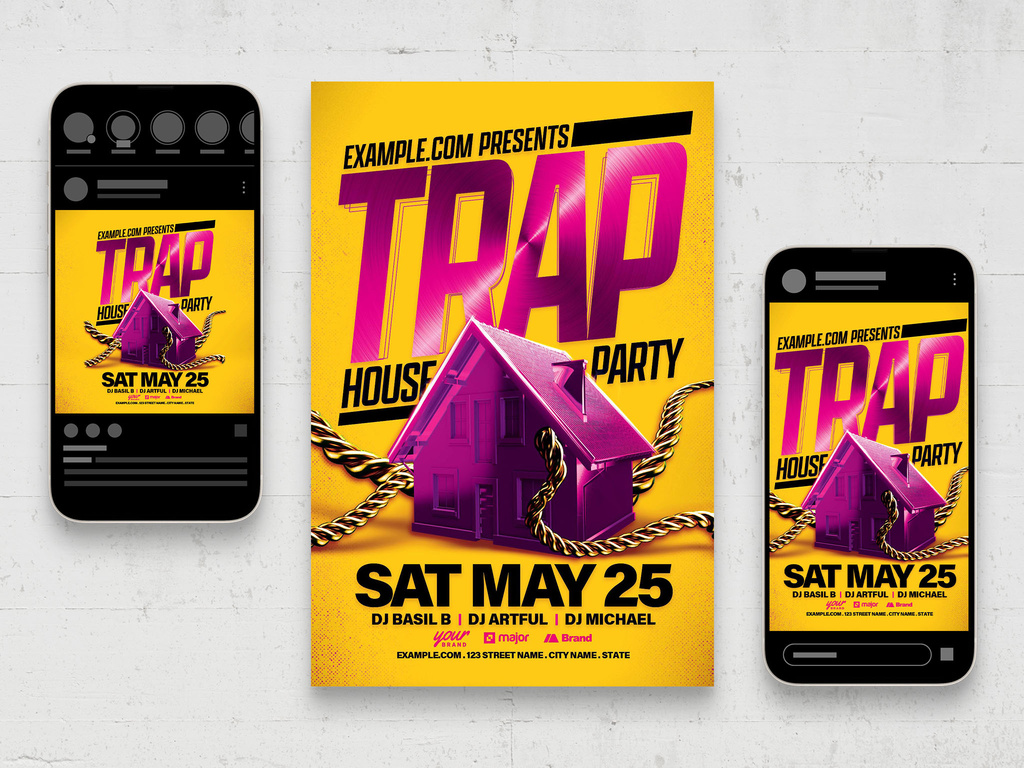Trap House Hip Hop Party Flyer Stock Template  Adobe Stock
