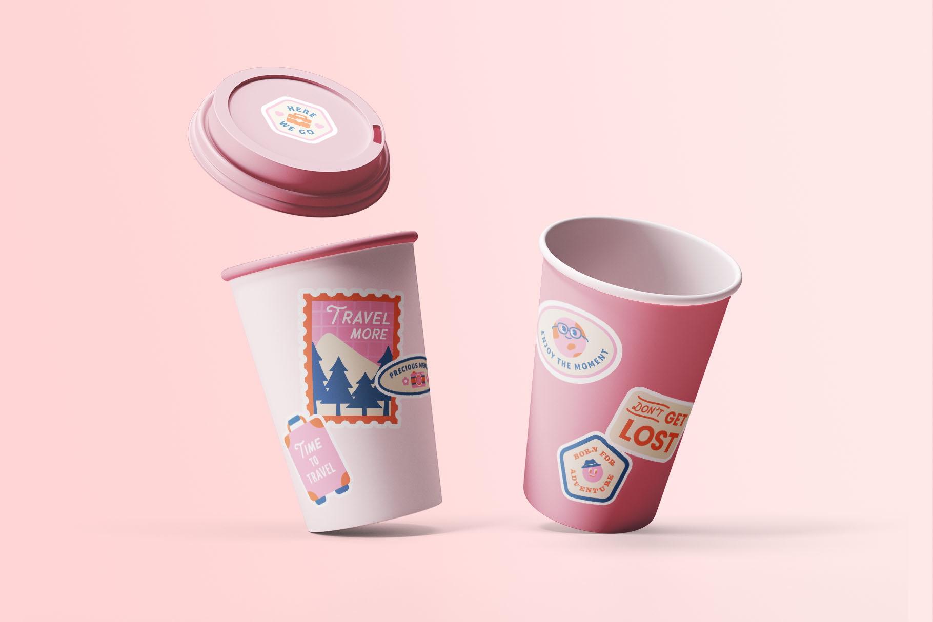 Travel Stickers Illustrations (PSD, AI, Vector Formats)