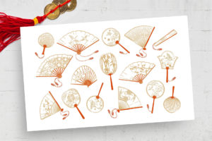 Chinese Fan illustration (PSD, AI, Vector Formats)