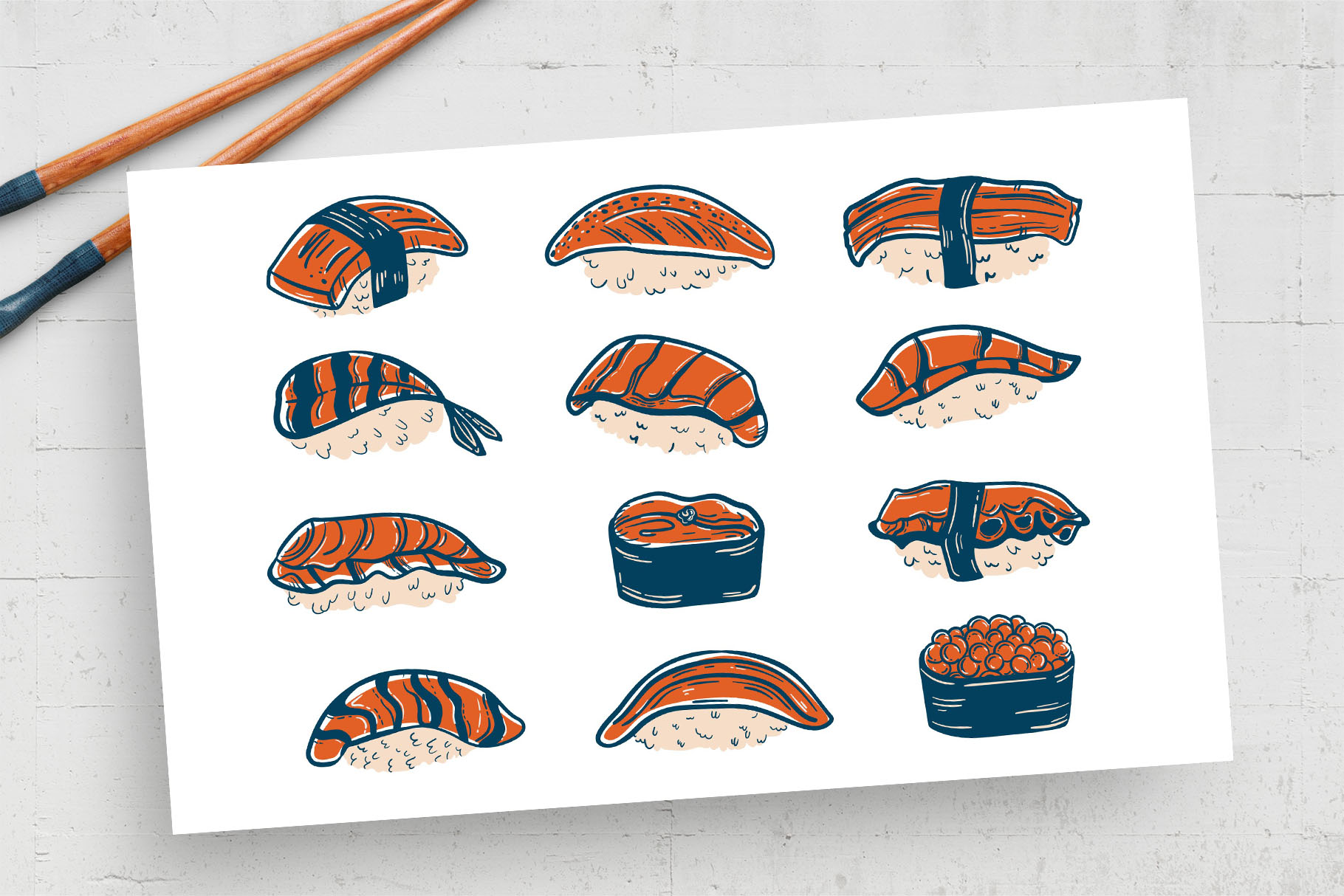 Japanese Sushi Illustrations (PSD, AI, Vector Formats)
