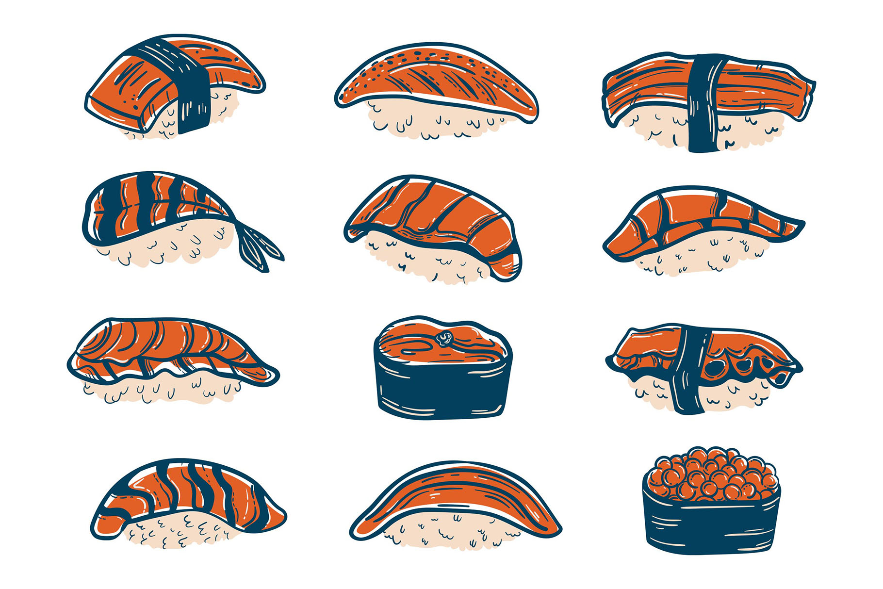 Japanese Sushi Illustrations (PSD, AI, Vector Formats)