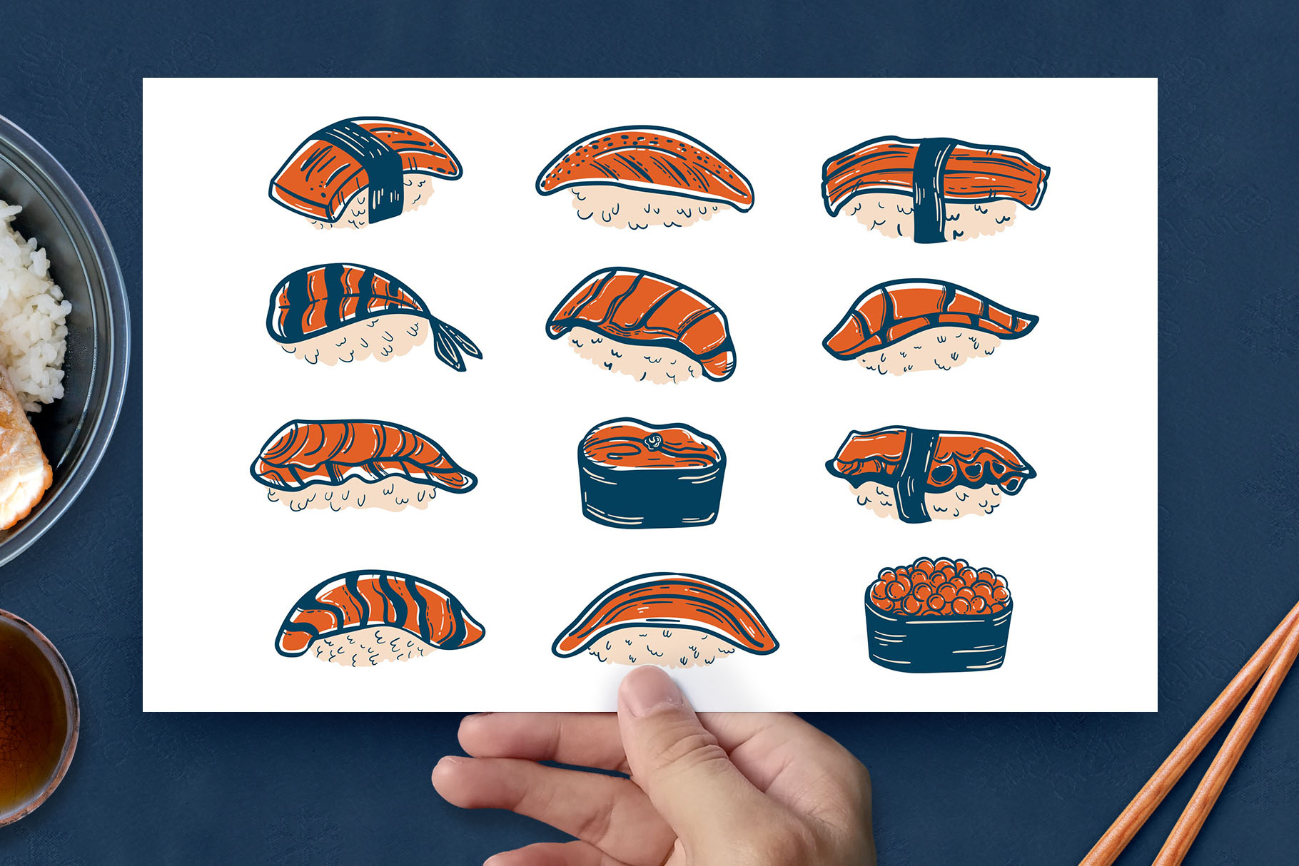 Japanese Sushi Illustrations (PSD, AI, Vector Formats)