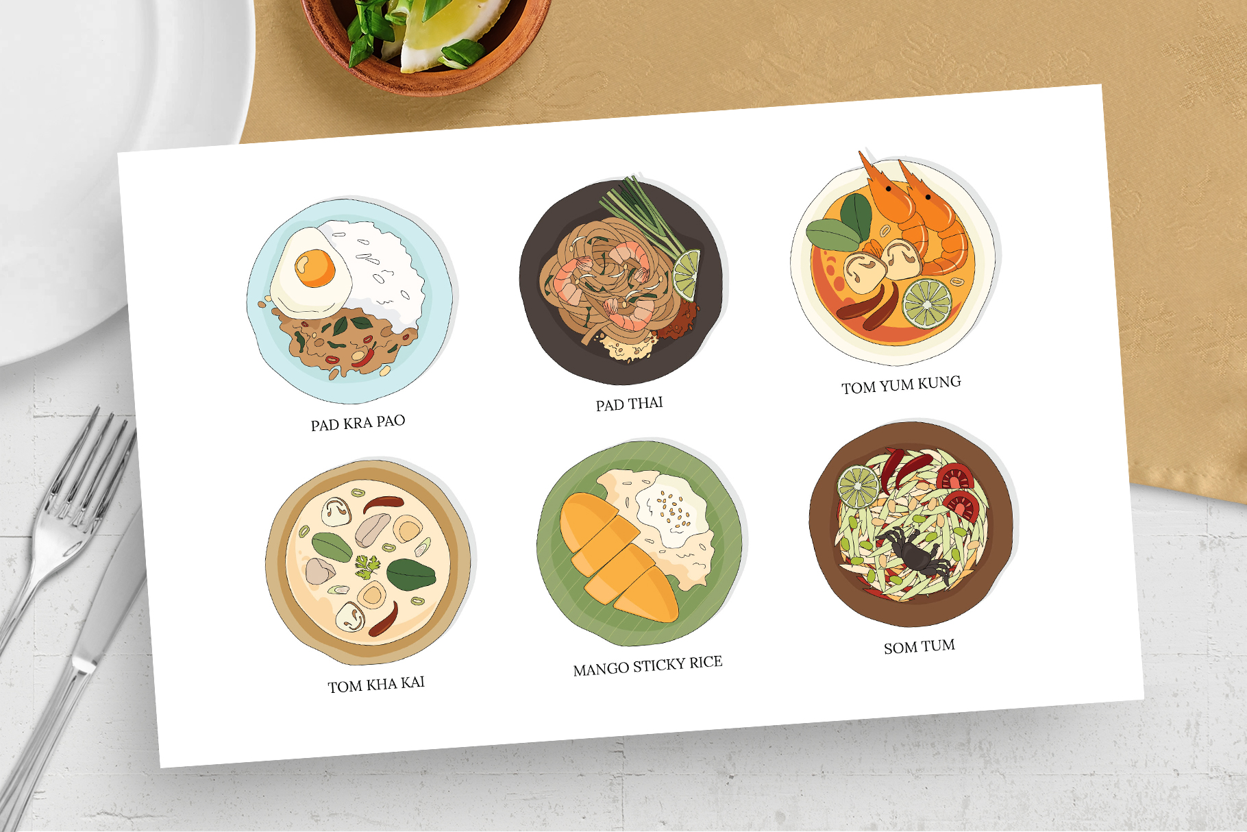 Thai Food Illustrations (AI, Vector Formats)