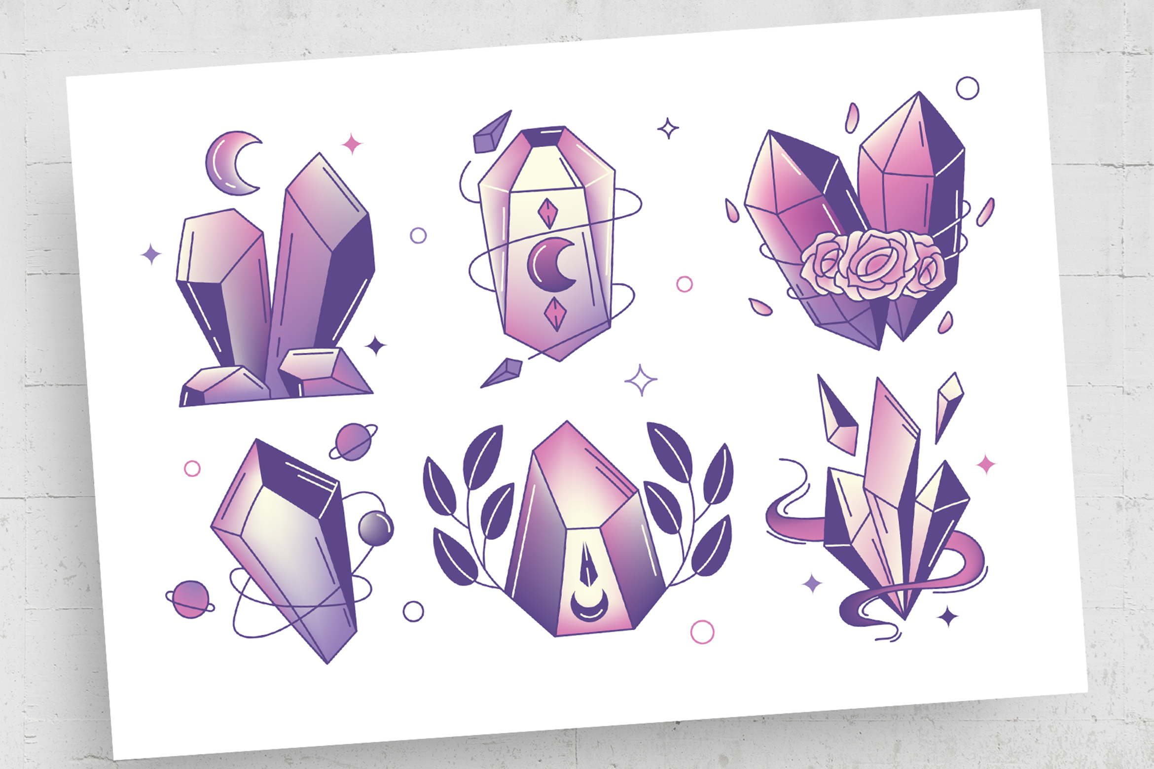 Crystal Illustrations (AI, Vector Formats)