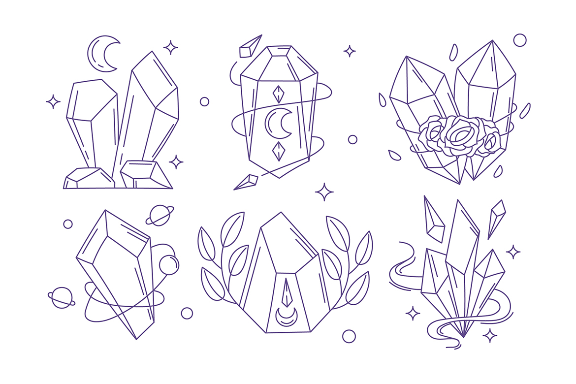 Crystal Illustrations (AI, Vector Formats)