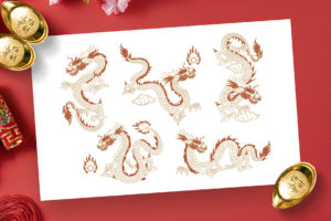 Chinese Dragon illustration (AI, Vector Formats)