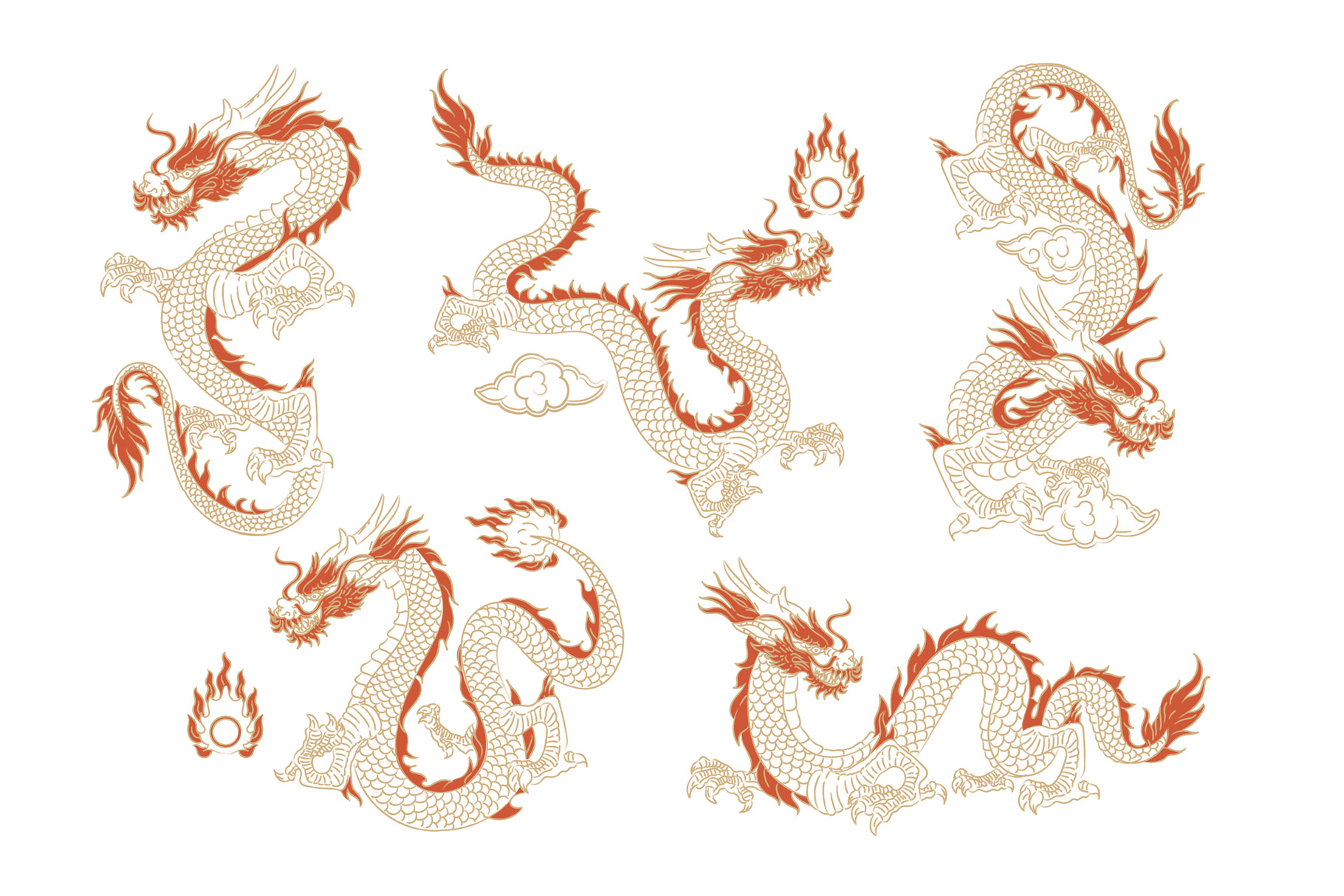 Chinese Dragon illustration (AI, Vector Formats)