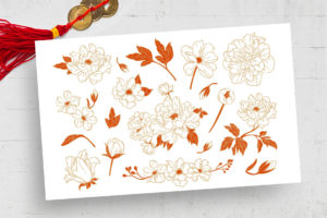 Chinese Peony Flower Illustrations (AI, Vector Formats)