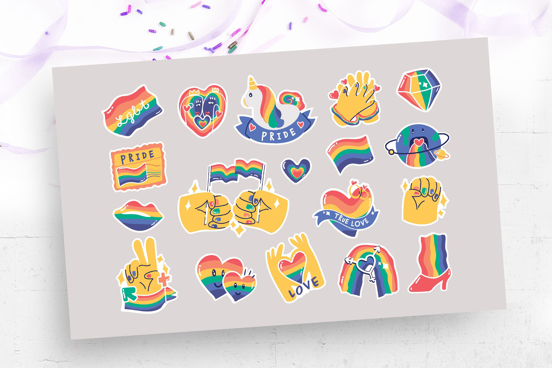 LGBT Pride Stickers Illustrations (AI, Vector Formats)
