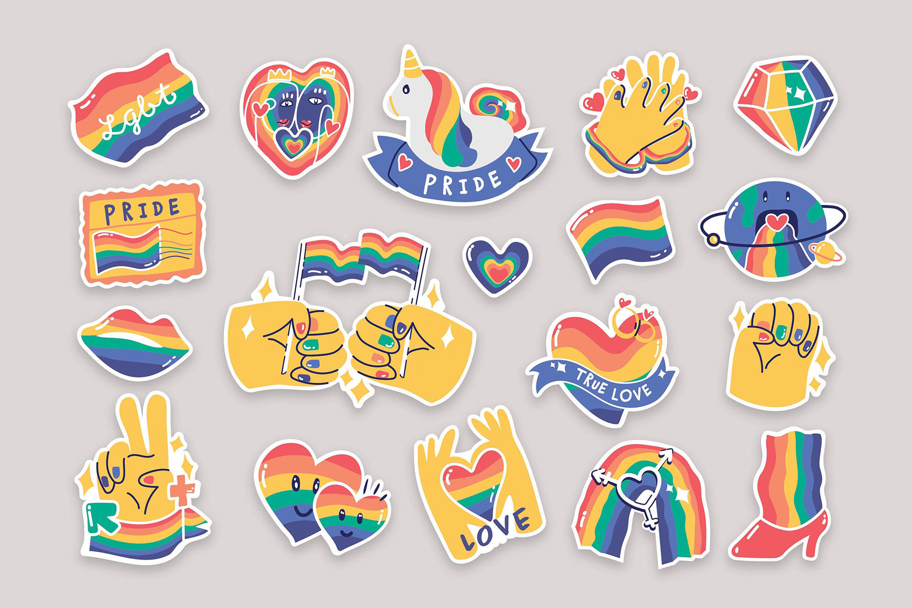 LGBT Pride Stickers Illustrations (AI, Vector Formats)