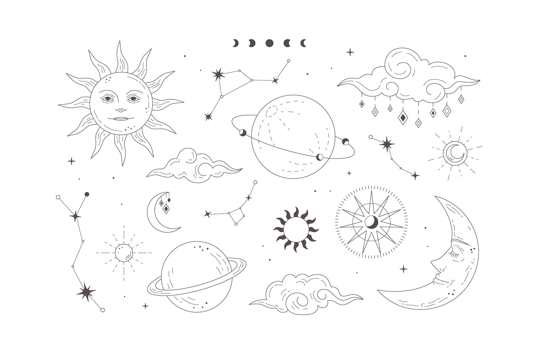 Astrology Illustrations (AI, Vector Formats)