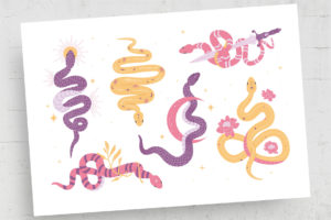 Mystical Snake Serpent Illustrations (AI, Vector Formats)