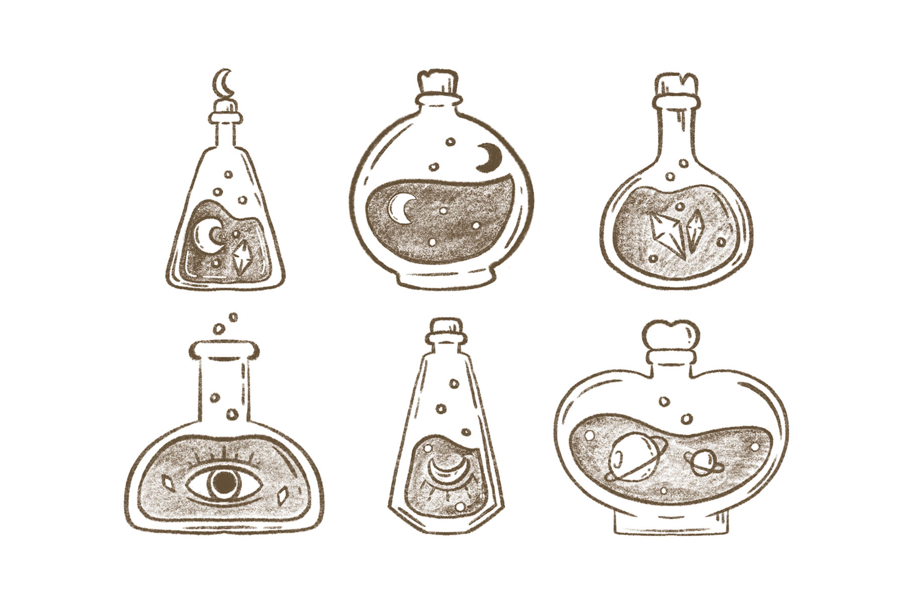 Magic Potion Bottles (AI, Vector Formats)