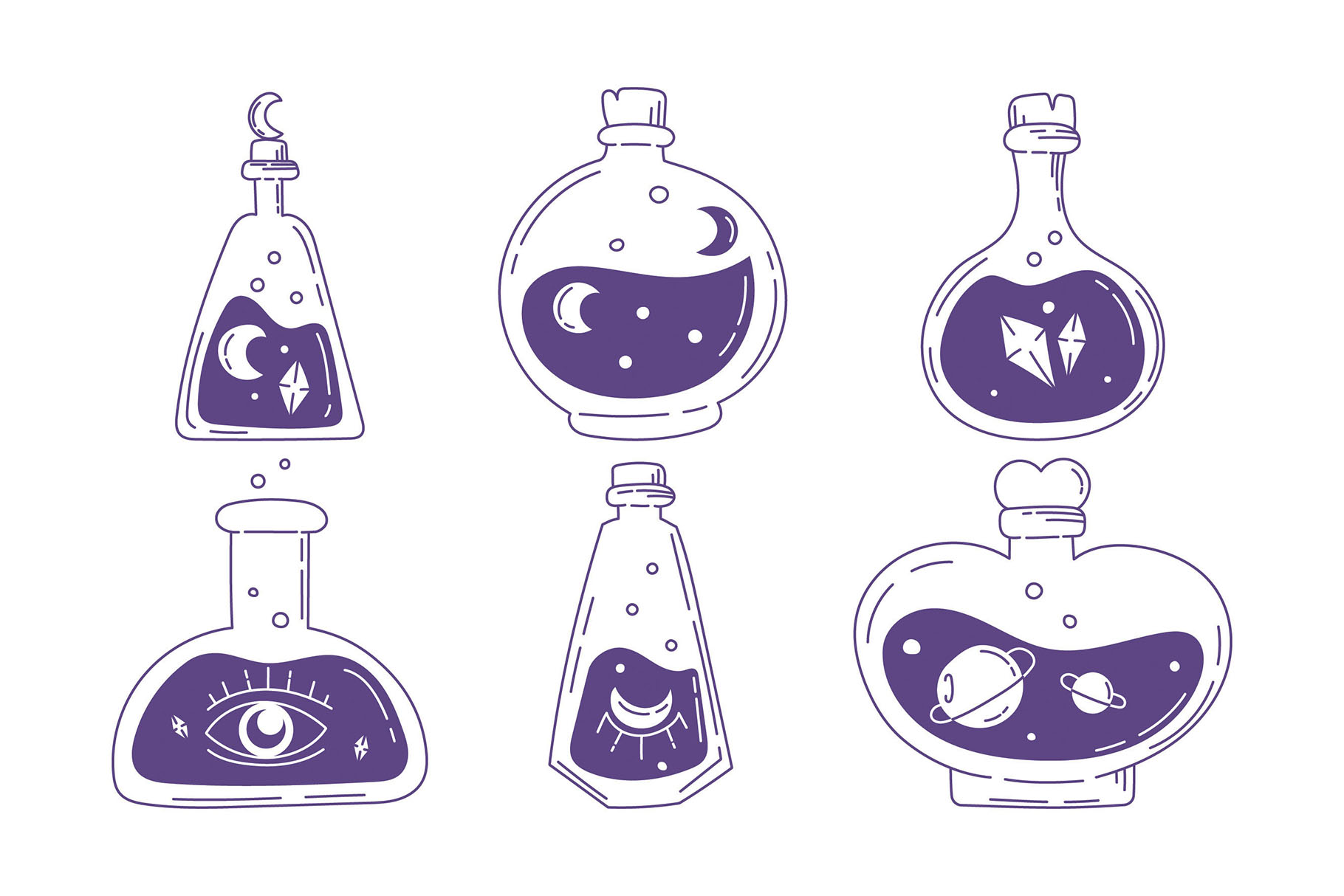 Magic Potion Bottles (AI, Vector Formats)