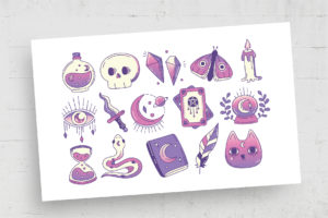 Cute Mystical Witchcraft Elements (PSD, AI, Vector Formats)