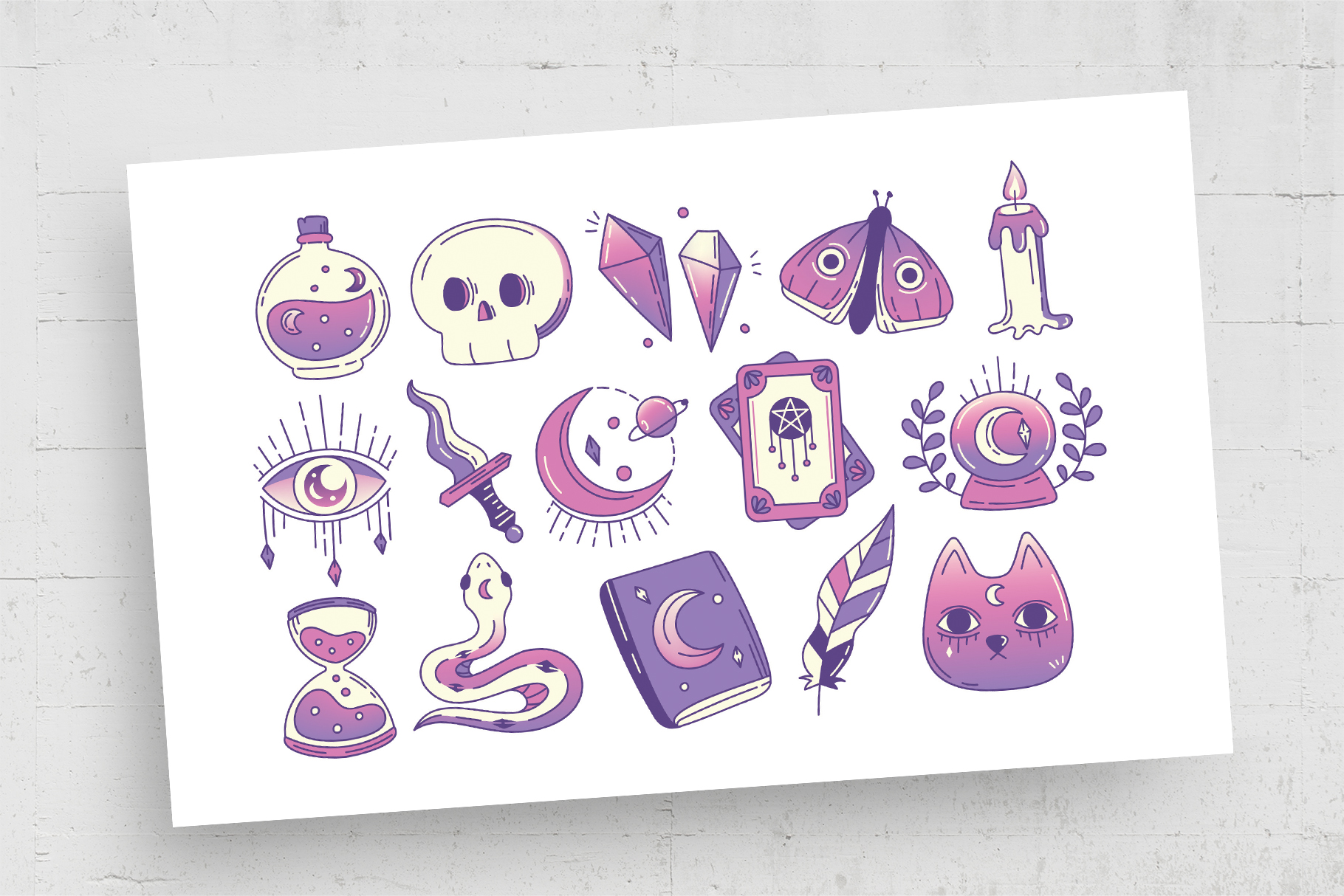 Cute Mystical Witchcraft Elements (PSD, AI, Vector Formats)
