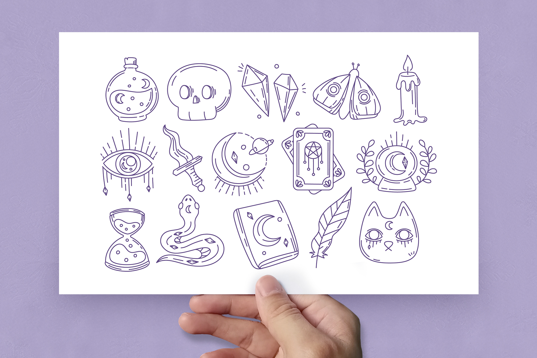 Cute Mystical Witchcraft Elements (PSD, AI, Vector Formats)