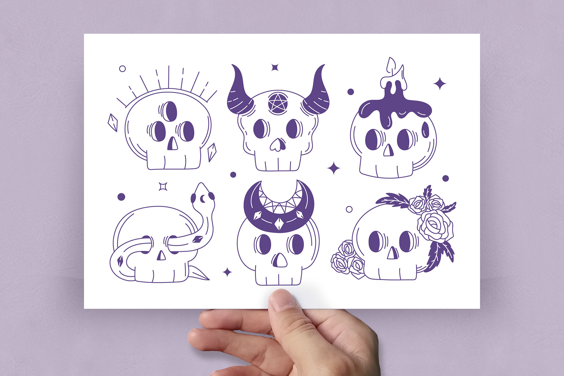 Cute Mystical Skulls (PSD, AI, Vector Formats)