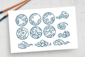 Japanese Kumo Clouds (AI, Vector Formats)