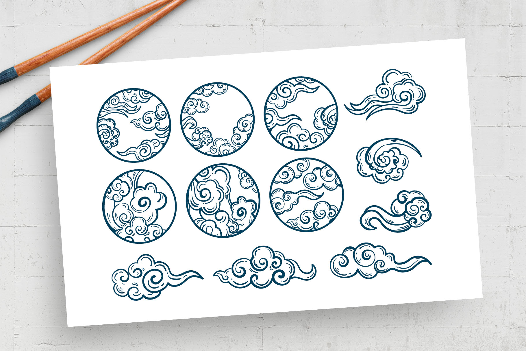Japanese Kumo Clouds (AI, Vector Formats)