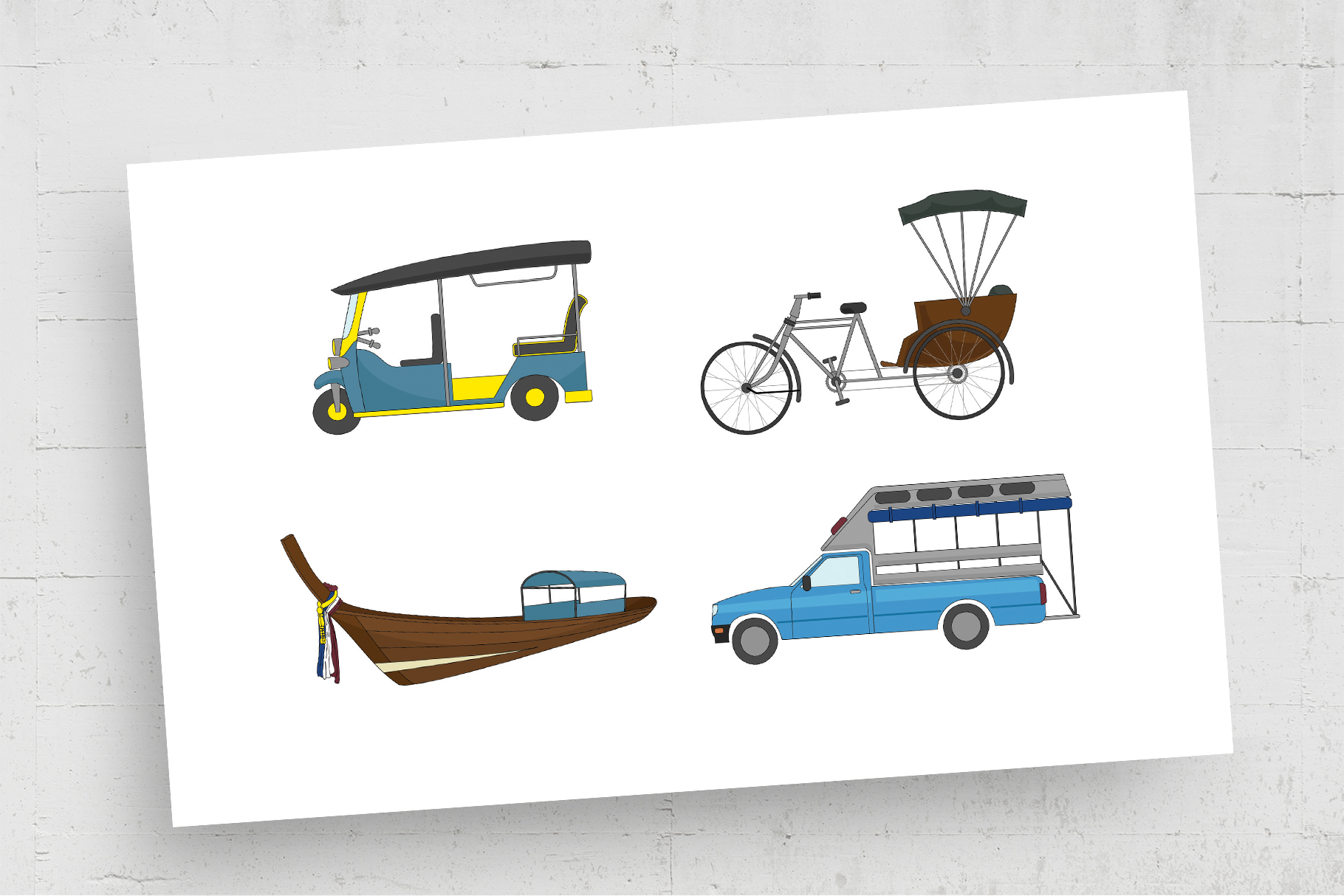 Thai Tuk Tuk Elements (AI, Vector Formats)