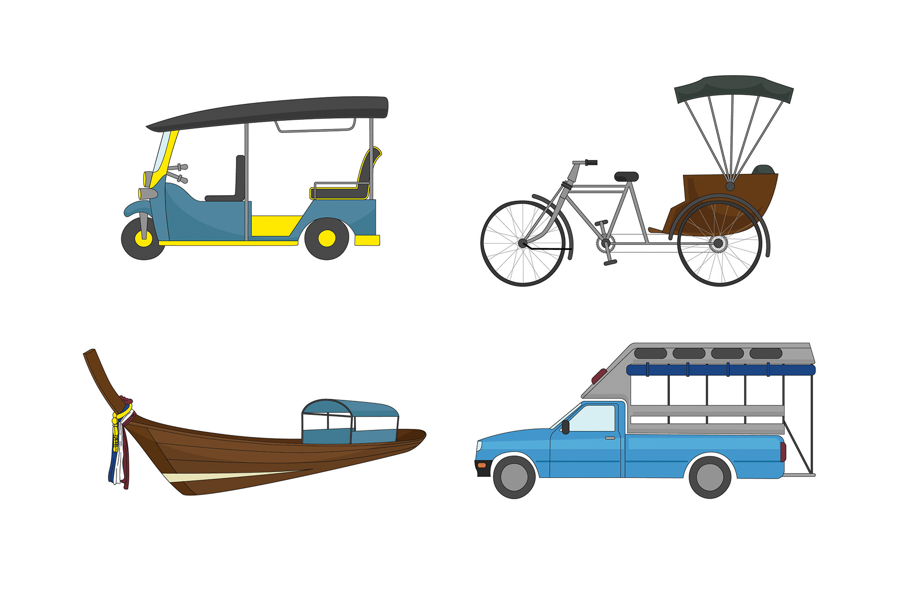 Thai Tuk Tuk Elements (AI, Vector Formats)