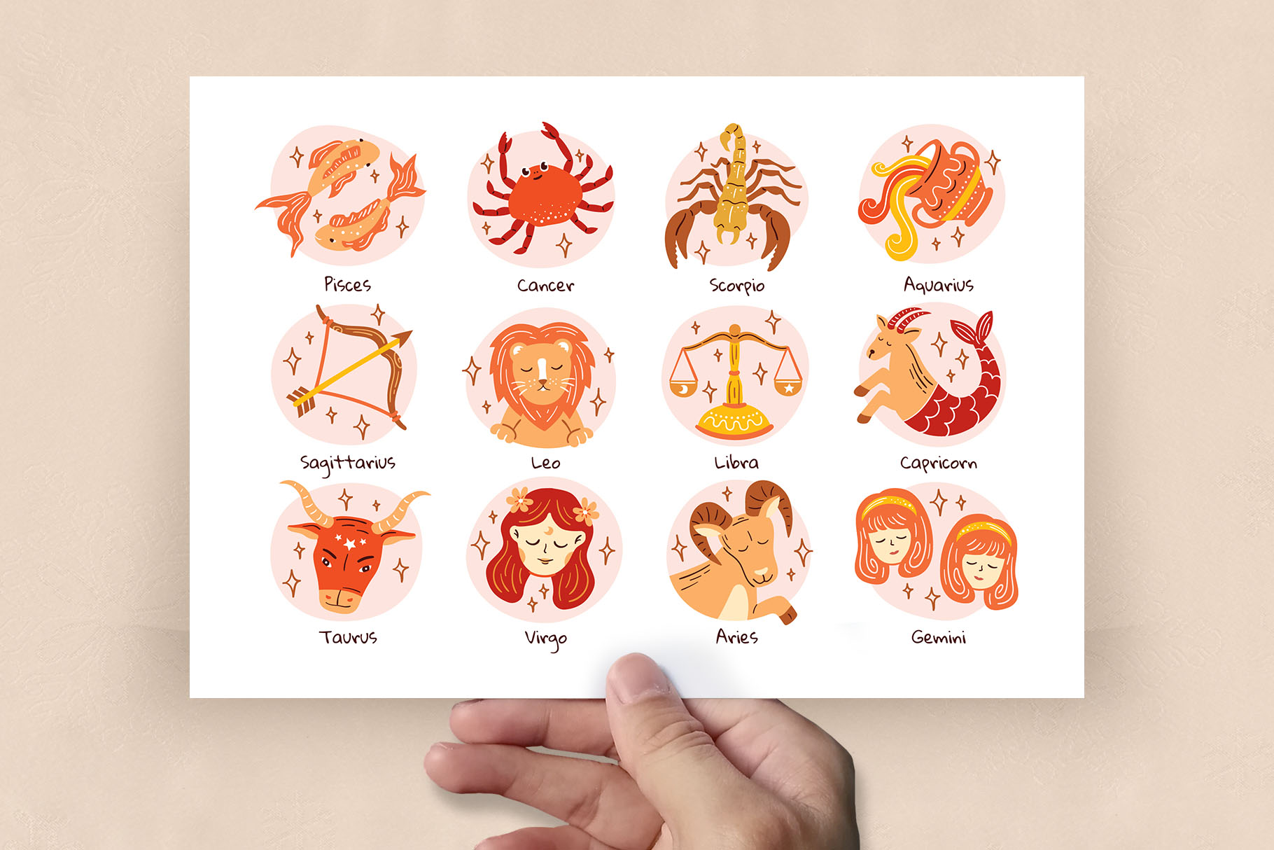 12 Zodiac Signs Illustration Set (AI, EPS Format) DesignerCandies